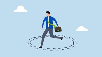 Career path dead end, 4k animation of disillusioned businessman walking around with no way out. video