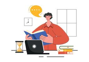 Examination Paper with Online Exam, Form, Papers Answers, Survey or Internet Quiz in Flat Style Cartoon Background vector