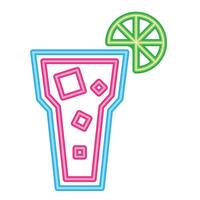 A neon drink with a slice of lime vector