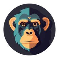 A monkey head in a round black circle vector