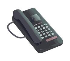 An old black telephone on a white background vector