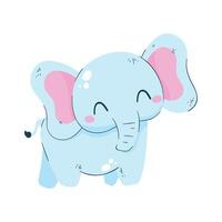 A cartoon elephant with pink ears and pink nose vector