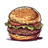 A hamburger is shown in this illustration vector