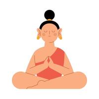A cartoon buddha sitting in meditation pose vector