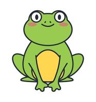 A cartoon frog sitting down with a smile on its face vector