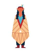 An illustration of a native american man in a traditional dress vector