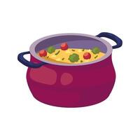 A pot of food with broccoli and other vegetables vector