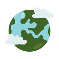 Earth globe with clouds and water illustration vector