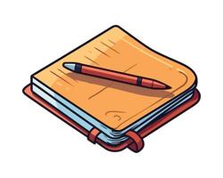 A notebook with a pen and pencil on top vector
