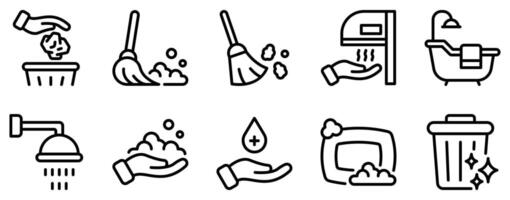 Hygiene Routine Icon Set Clean Line Style Collection for Daily Care vector