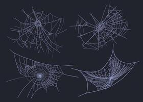 Spider web Halloween set cobweb spooky insect net vector