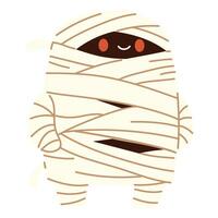Flat illustration in children's style on white background. Cute mummy. Funny illustration for Halloween vector