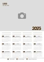 2025 Calendar Design, Wall Calendar Template, A4 Size, Bleed 1.25, Easy to Place Image vector