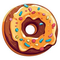 A donut with sprinkles on top is shown vector