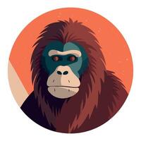 A cartoon gorilla with a red background vector