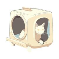 A white cat is sitting inside a small box vector