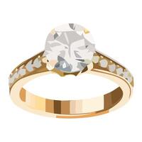 un compromiso anillo con un diamante en un blanco antecedentes vector