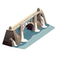 An illustration of a bridge over a river vector