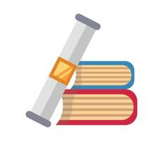 A scroll and books on a white background vector