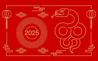 Lunar new year, Chinese New Year 2025 , Year of the Snake , outline , stroke vector