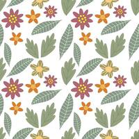 Boho flower leaf flower seamless pattern Hand drawn background vector