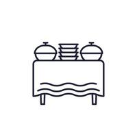 buffet table line icon on white vector