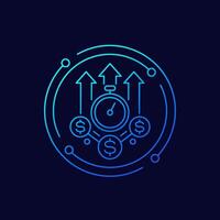 fast growth icon, linear design vector