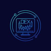 DEX, Decentralized exchange icon, linear design vector