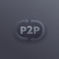 p2p peer-to-peer design in dark gray vector