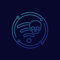 Unsafe wi-fi connection icon, insecure network or hotspot, linear design vector