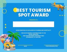 Best Tourism Spot Certificate template