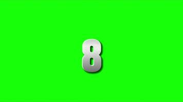 Simple countdown white number animation template. With zoom in and out effect. Countdown timer for 10 to 0 seconds for overlay with black and green screen background. Simply and modern style video