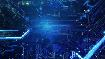 Futuristic circuit board design with glowing blue lines, representing technology and digital innovation in modern electronics. video