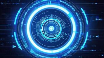 Futuristic digital interface design with vibrant blue tones and intricate circular patterns, perfect for technology themes. video