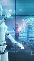 Android works with communication systems. 3D render video