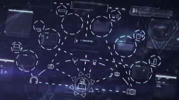 Virtual reality data charts, infographics with computer code. video