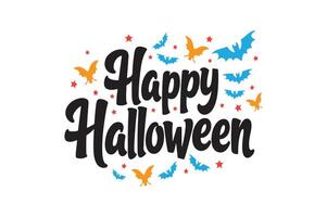 Happy Halloween typography calligraphy style with white background 9 vector