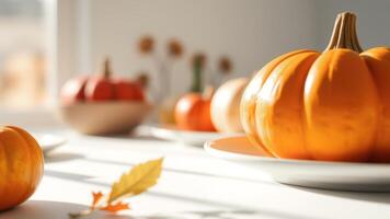 Close-up of a Pumpkin on a White Plate photo