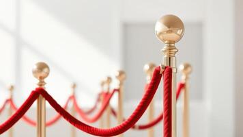 Red Rope Barrier with Golden Posts photo