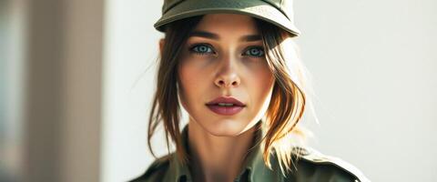 Portrait of a Young Woman in a Green Cap photo