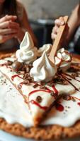 Close-up of Delicious Dessert with Whipped Cream and Chocolate photo