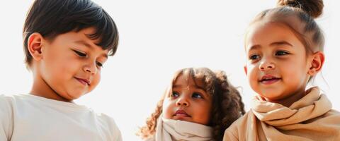 Three Children Looking Up photo