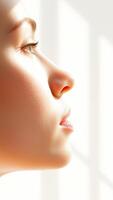 Close-up Profile of a Woman's Face with Soft, Natural Lighting photo