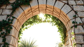 Stone Archway with Green Vines photo
