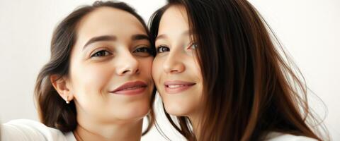 Close-up Portrait of Two Smiling Women photo