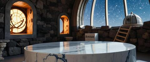 Marble Table with Starry Night View photo