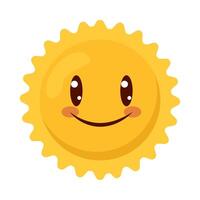 A smiling sun with a happy face on a white background vector