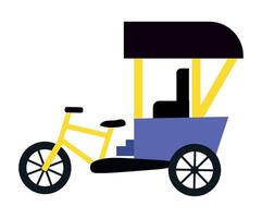 A cartoon of a rickshaw with a black top vector