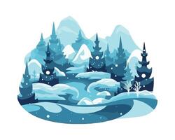 Winter landscape with trees and snow vector