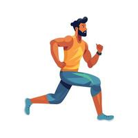 A man with a beard running in a cartoon style vector